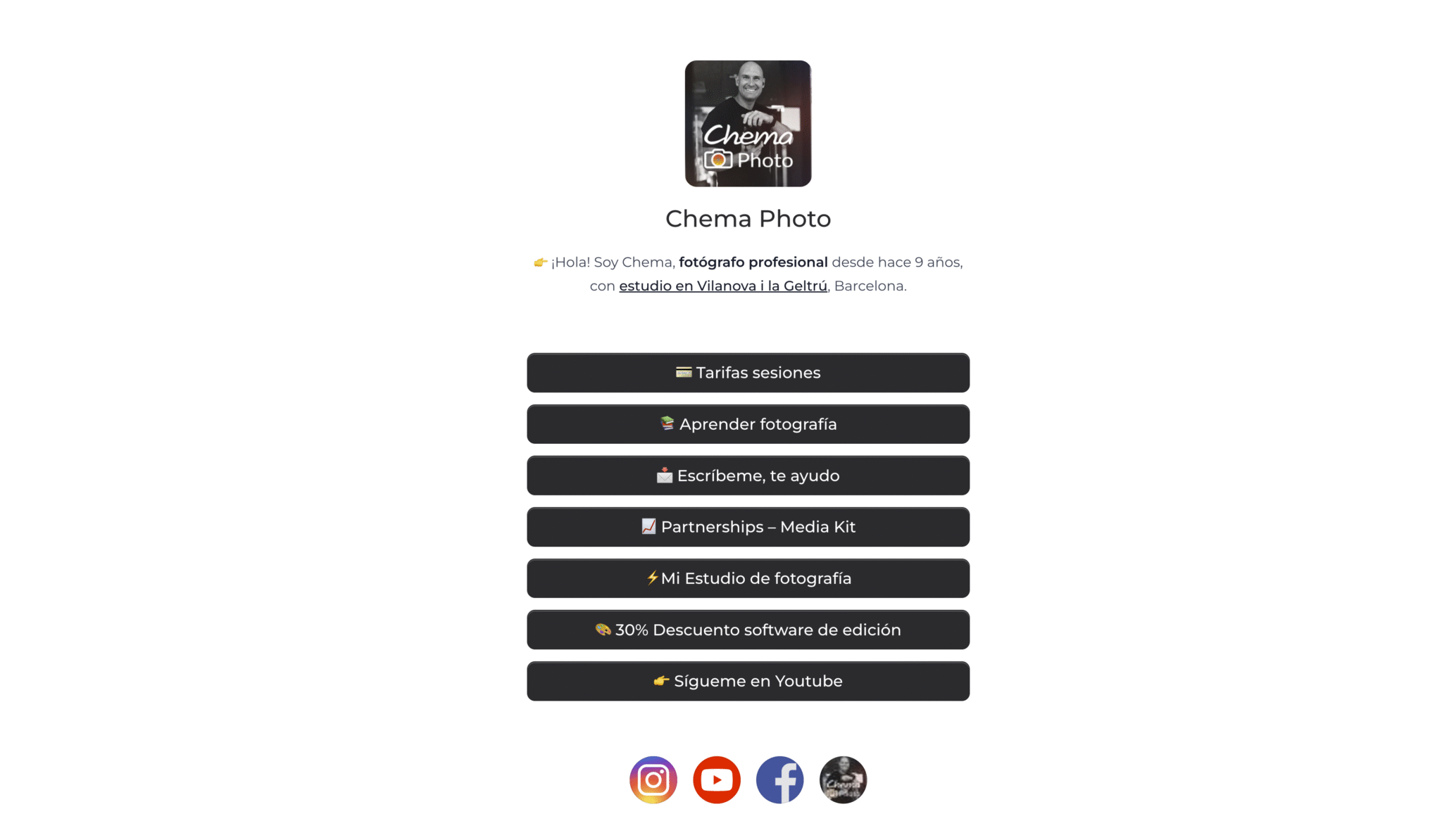 La alternativa definitiva a Linktree para fotógrafos - Chema Photo